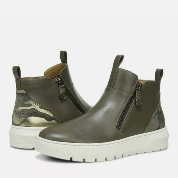 Vionic brinkley green camo leather high top booties size 7 - Picture 1 of 8